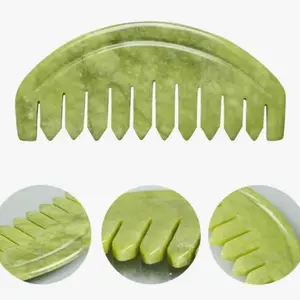 Natural Jade Massage Comb for Comfortable Scalp and Gua Sha Tool - Skincare