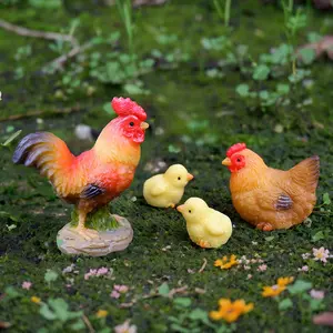 Unique Garden Decor 3 Pack Mini Resin Rooster Ornaments Chicken Decorations for Home,Miniature Animals Rooster Sculpture Realistic Rooster Toy Rooster with Hen and Chicken Poultry Model Rooster Garden Sculpture Models Small Animals Micro Scene