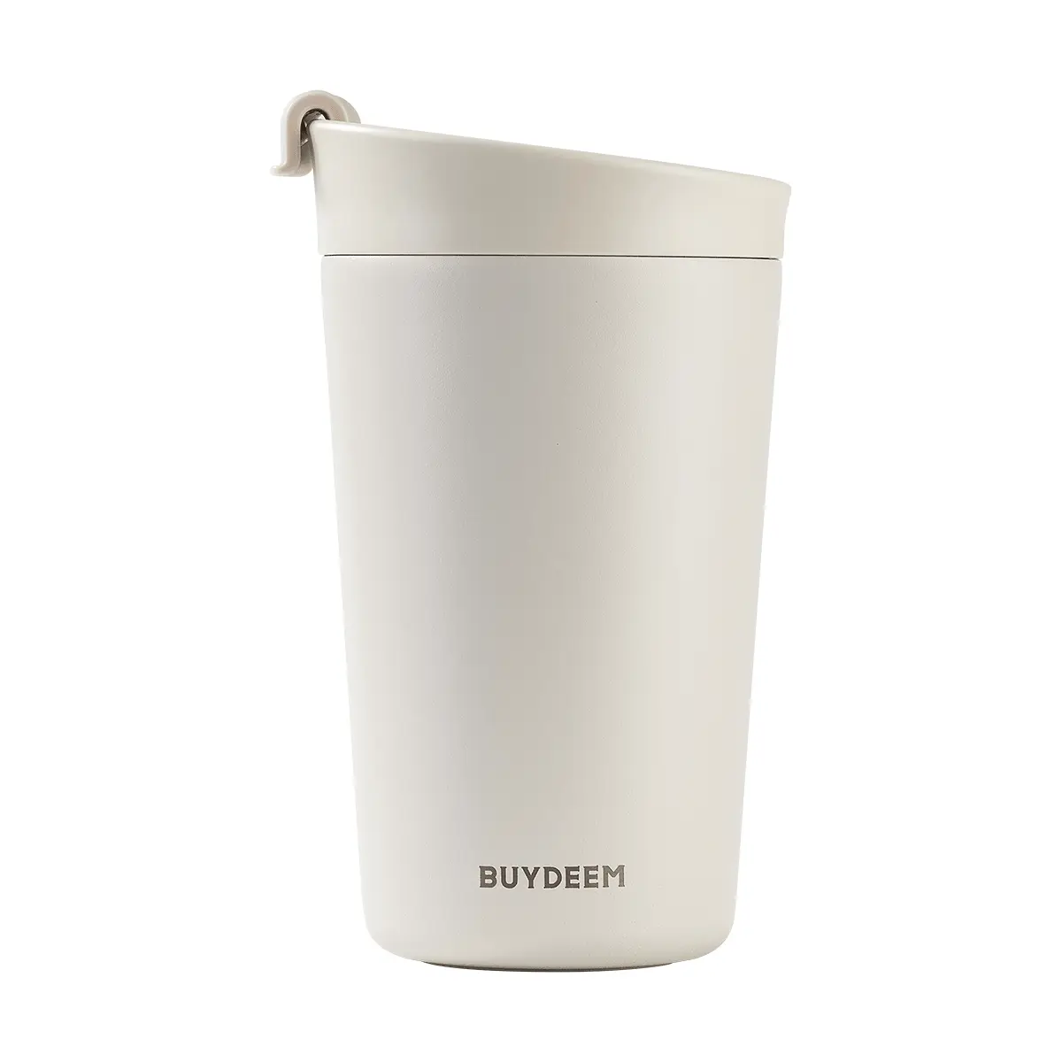 BUYDEEM 340ml Insulated Travel Mug - Oat White, Stainless Steel Tumbler for Hot & Cold Drinks, Car Cup Holder Friendly, CD1012