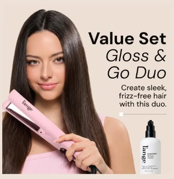L'ANGE HAIR Gloss & Go Duo Titanium Straightener & Styling Iron for Smooth, Frizz-Free Hair, Adjustable Temperature 140-450°F, LCD Display, Dual Voltage