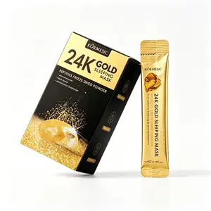 24K Gold Peptides Freeze-Dried Powder Sleeping Mask, Overnight Hydrating Leave-On Face Mask for Dry Skin, Nourishes for Smoother & Radiant Skin, 4ml x 20 Sachets