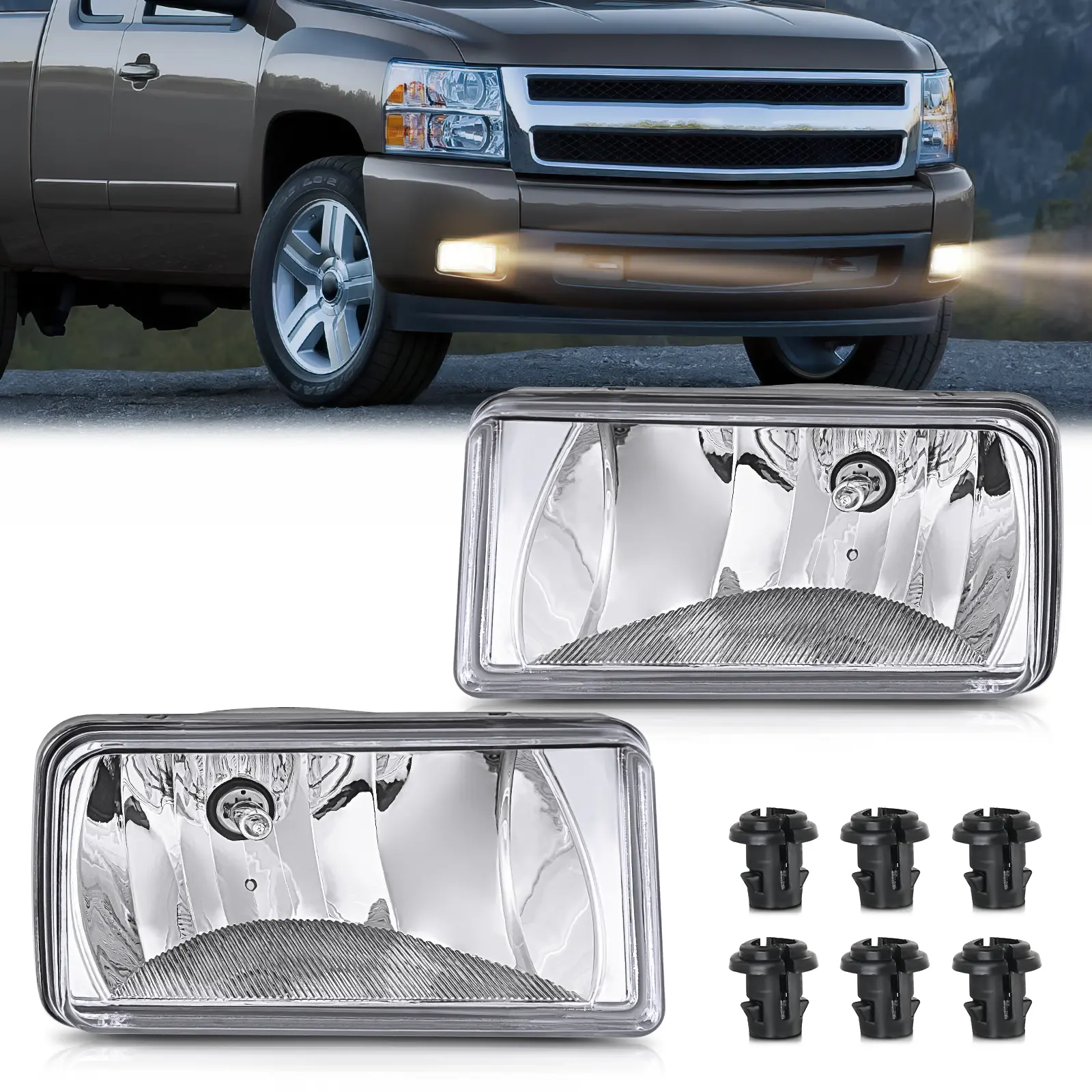 Nilight Fog Lights Assembly Compatible with 2007 2008 2009 2010 2011 2012 2013 2014 2015 Chevrolet Silverado Avalanche Tahoe Suburban GMC Sierra Yukon Cadillac Escalade Clear Lens Car Car Accessories