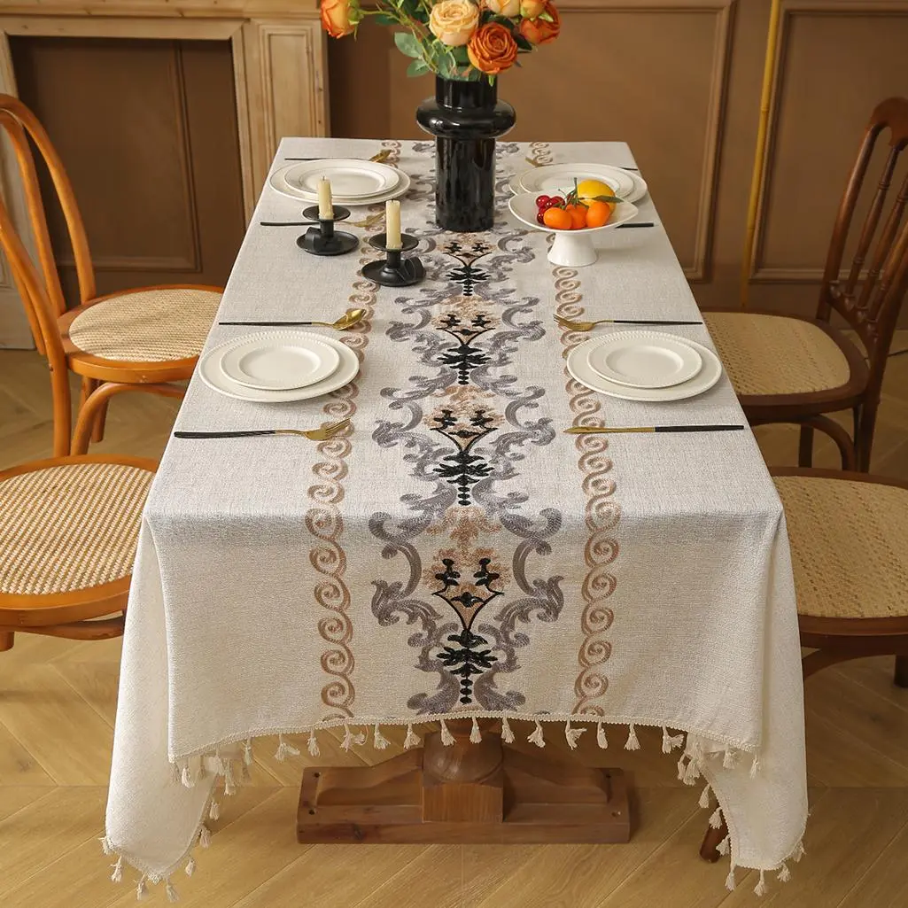 Floral Pattern Table Runner, 1 Count Beautiful Exquisite Elegant Tablecloth, Table Decoration Supplies for Home Kitchen Dining Room Indoor, Place Setting