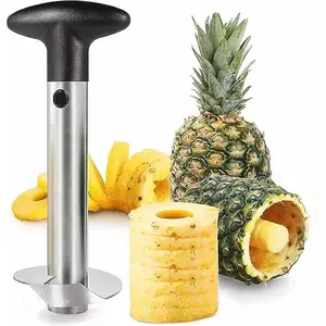 Stainless Steel Pineapple Core Remover - 1pc Easy-to-Use Peeler with Detachable Handle, Rust-Resistant & Reinforced Blade for Fruit Slicing, Kitchen Essential