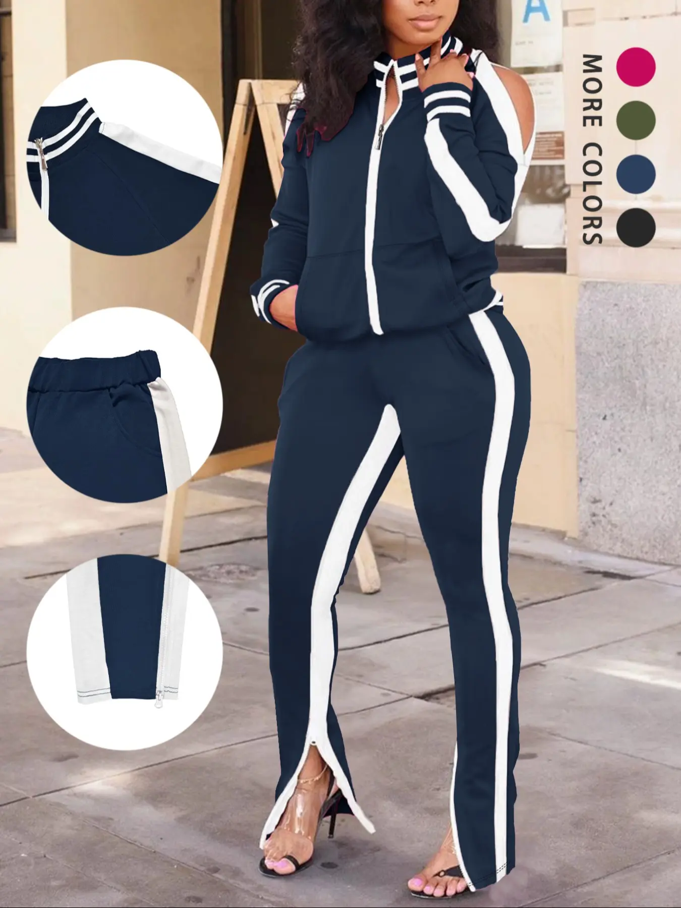 Women Casual 2 Piece Outfit Long Pant Set Casual Sporty Set Sweatsuits Tracksuits Sweatsuit Sets Tracksuit Matching Set Casual Sport Set