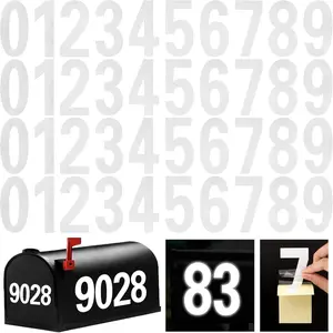 4 Inch 4 Sets Reflective Waterproof Vinyl White Mailbox Number Stickers, Strong Self-adhesive 0-9 House Address Numbers for Outside Mailbox Door Signs Trucks