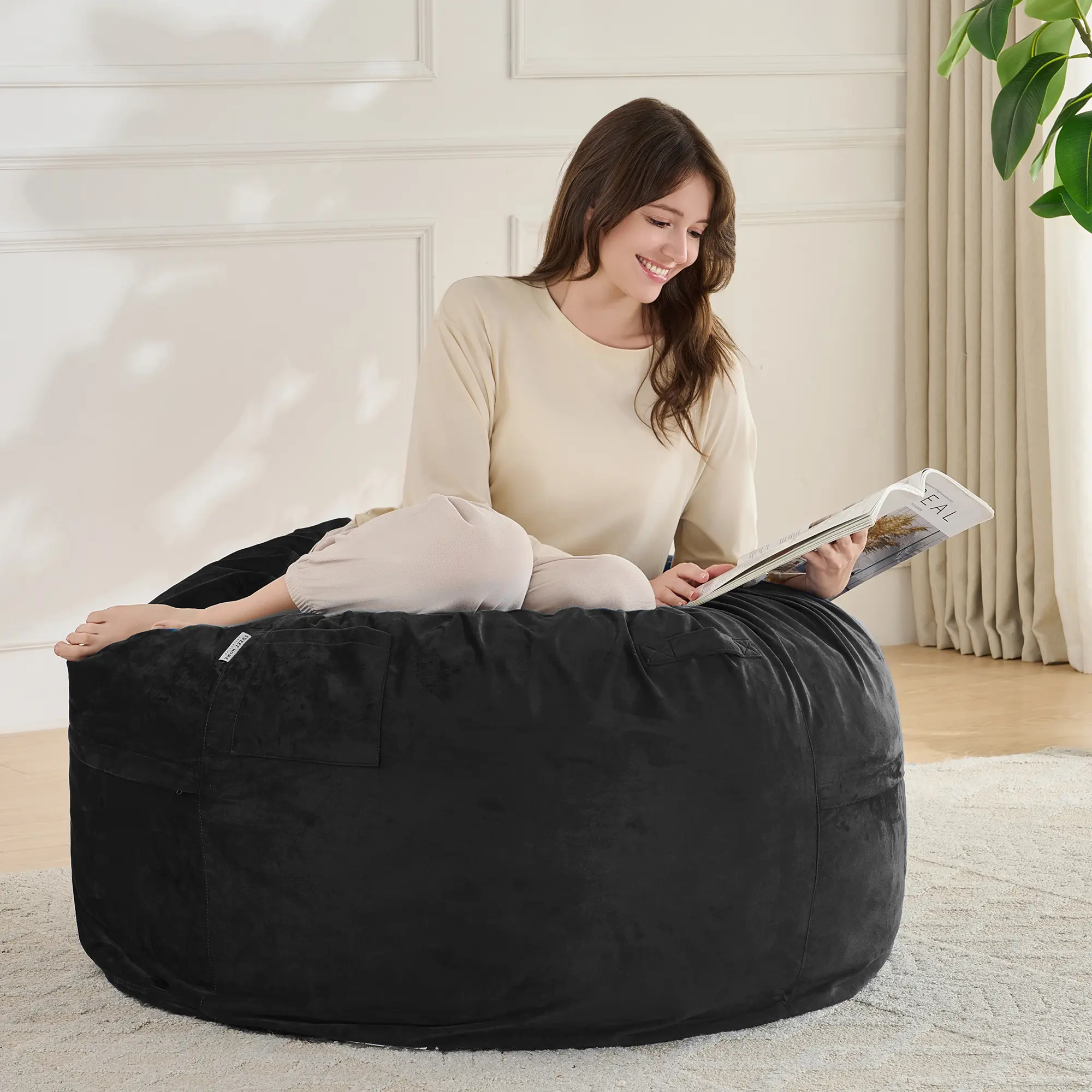 Adult Large Bean Bag with handle 3Ft (38x38x25), Removable Machine Washable Cover