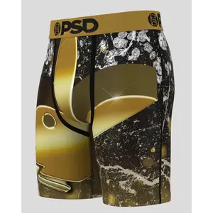 PSD Mens Playboy - Solid Gold Boxer Brief - Standard Length 7 Inch Inseam, Soft and Breathable Poly Blend Fabric