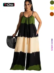 Women's Colorblock Cami  Jumpsuit, Stripe, Casual Style Sleeveless Fitted Jumpsuit for Summer, Women's Clothing for Daily Wear