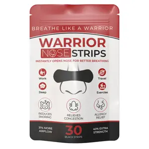 Warrior Strips Nasal Breathing Tape - Premium Comfort, Gentle, Hypoallergenic - 30 Day Supply