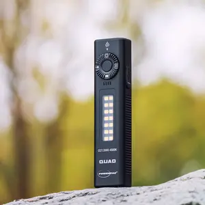 POWERTAC QUAD 2000 Lumen Flashlight | 4-in-1 Flat Design | USB-C Rechargeable | Green Laser + UV + Warm Side Light | Brightest Multi-Beam Tactical Light