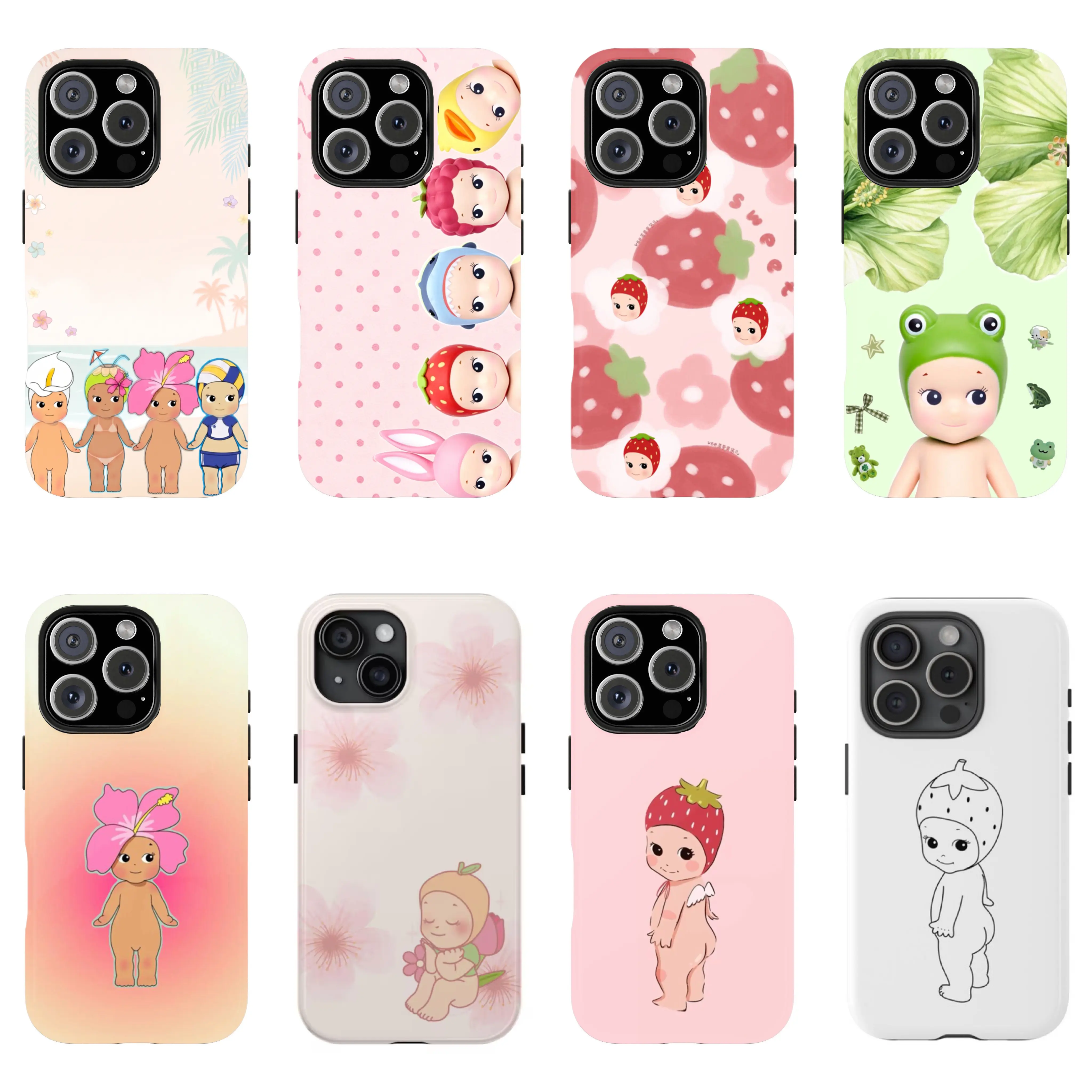 1 pc cartoon flower coconut head double layer protective case solid two-in-one protective case for iPhone 17 16 15 Pro 14 13 12 11 Pro Max 14 Plus 15 Plus 16Plus 17Plus Samsung Galaxy S25 S24 S23 Ultra series protective case couple