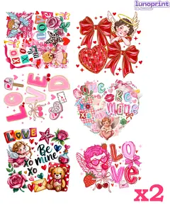 Valentine's Day DTF Gang Sheet: 12 Ready To Press Collage Transfers - 23x60, Full-Color Printing, Same/Next Day Shipping