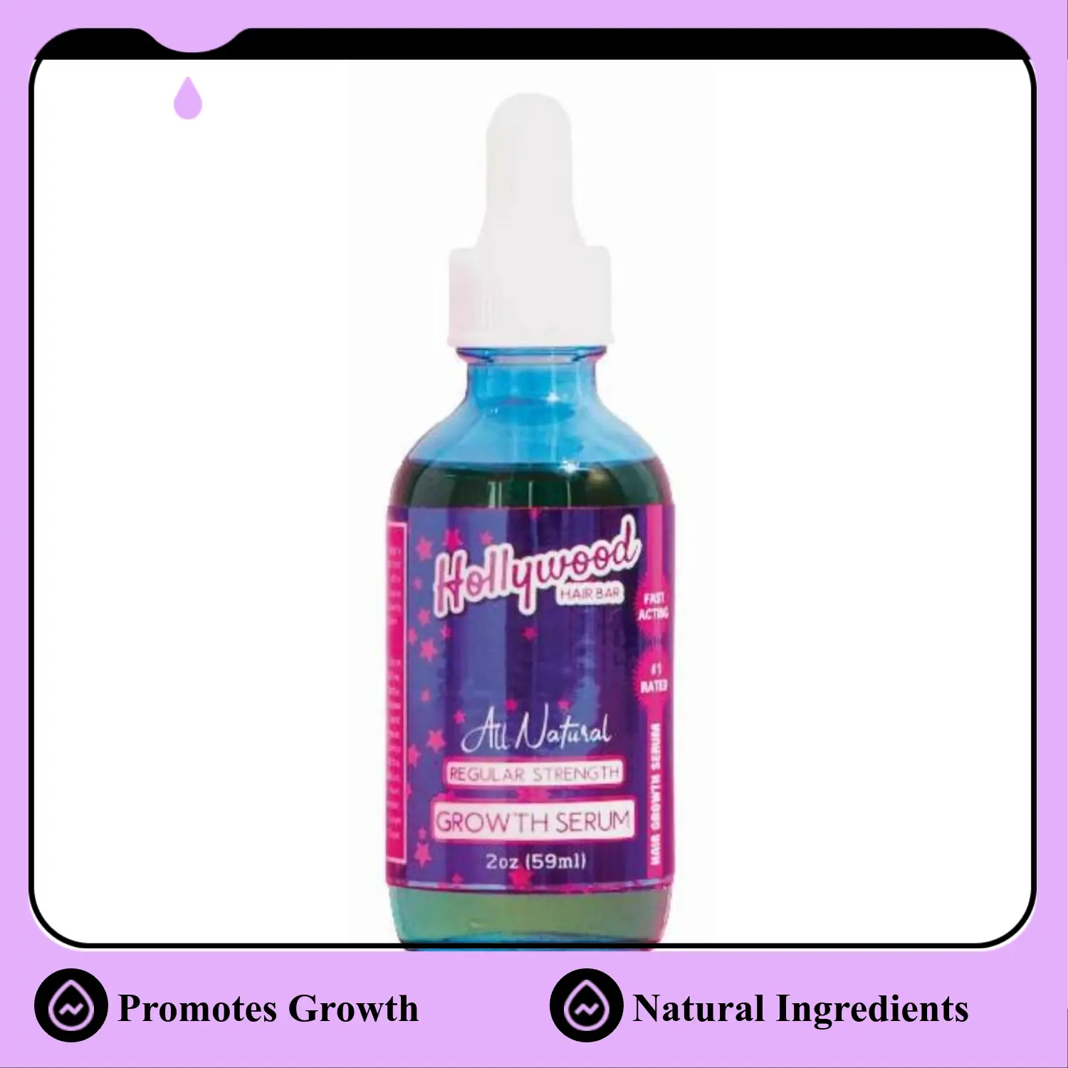 Hollywood Hair Bar Daily Hair Oil Regrowth Scalp Serum - Regular Strength, Made with All-Natural Essential Oils Including Coconut, Tea Tree & Carrot, 2 oz Thicker Looking Hair Blend Haircare