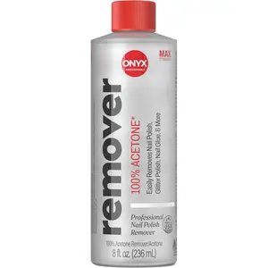 Onyx Professional 100% Pure Acetone Cream Nail Polish Remover Kit - 8 fl oz Maximum-Strength Gel, Artificial & Glitter Remover, 7 in Nail File, Made in USA