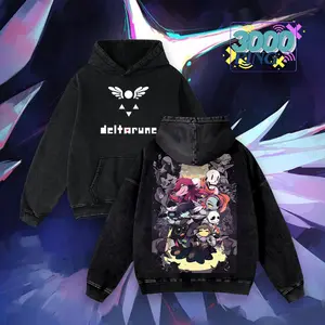 Deltarune & Undertale Crossover Hoodie & T-Shirt Cast Graphic, Vintage Acid Wash Apparel, Toby Fox Indie Game Merch, Kris Susie Sans Pullover, Unisex Cotton Top