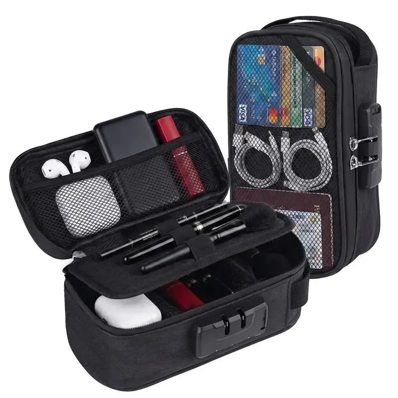 1-Count Large High-Capacity Waterproof Shockproof Data Cable Storage Bag - Travel Organizer Bags with Cable Compartment for Electronic Devices, Portable Home Organizer Accessory Case