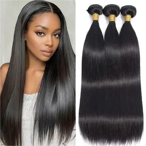 Straight Bundles Human Hair 100% Unprocessed Brazilian Virgin Hair 1/3/4 Bundles Hair Extension for Women Natural Color outdoorfun