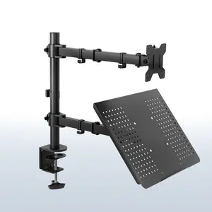 Single Monitor and Laptop Desk Mount - Up to 32" Screens, 17" Laptops