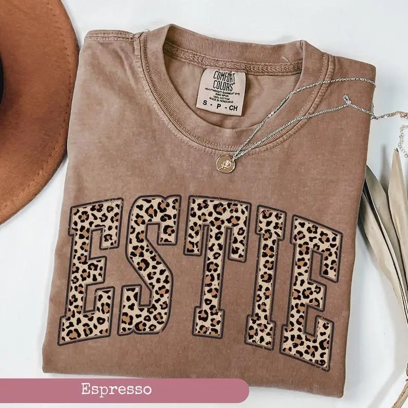 Comfort Colors Estie Leopard Graphic Tee, Esthetician Shirt Women, Skincare Professional Cute Job Title T-Shirt