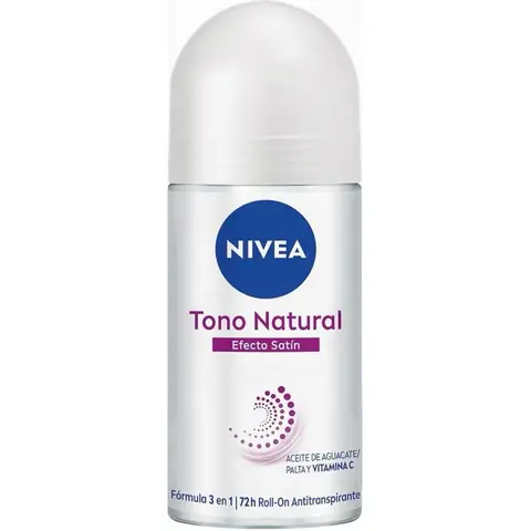NIVEA Tono Natural Roll-on Deodorant EFECTO SATIN with Vitamin C & Avocado Oil - Gentle Antiperspirant for 48h Protection & Natural Tone Recovery - 2oz (PINK ROLL ON)