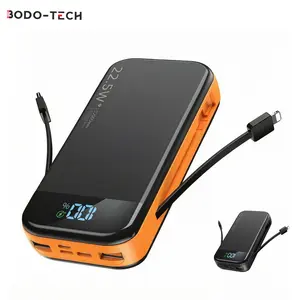 Bodo-Tech 32000mAh Portable Power Bank,22.5W Fast Charging with Built-in USB-C Cables, Digital Display, Battery Pack for Travel, Work & Everyday Use
