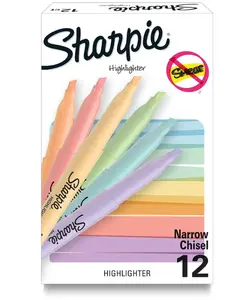 Sharpie Pocket Highlighters, Mild Pastel Colors, Assorted, Chisel Tip, 12 Count - School, Home, and Office Use, Teacher Supplies