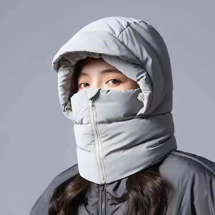 Unisex Cotton Solid Balaclava - Integrated Scarf Mask Headgear for Adults, Cold-Proof for Cycling, Outdoor Sports Face Protection