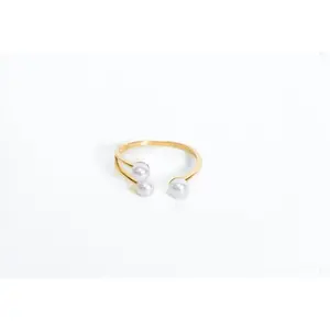 Trifecta Open Pearl Ring