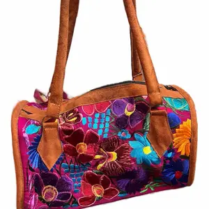 Barril grande - Mexican Embroidered Bag - Bolsa Bordada Chiapas 100% Handbag with Vibrant Floral Embroidery