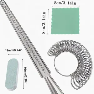 Ring Size Measurement Tool Set Ring Sizer Gauge Kit with Ring Mandrel Finger Measuring Device and 4 Metal Ring Gauges in Multiple Sizes Jewelry Making Ring Sizing Tool for Accurate Measurement Professional Jewelry Tools Kit