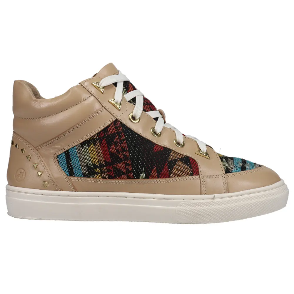 BRONX Womens Zoo Nee Southwest High  Sneakers Shoes Casual - Beige, Multi
