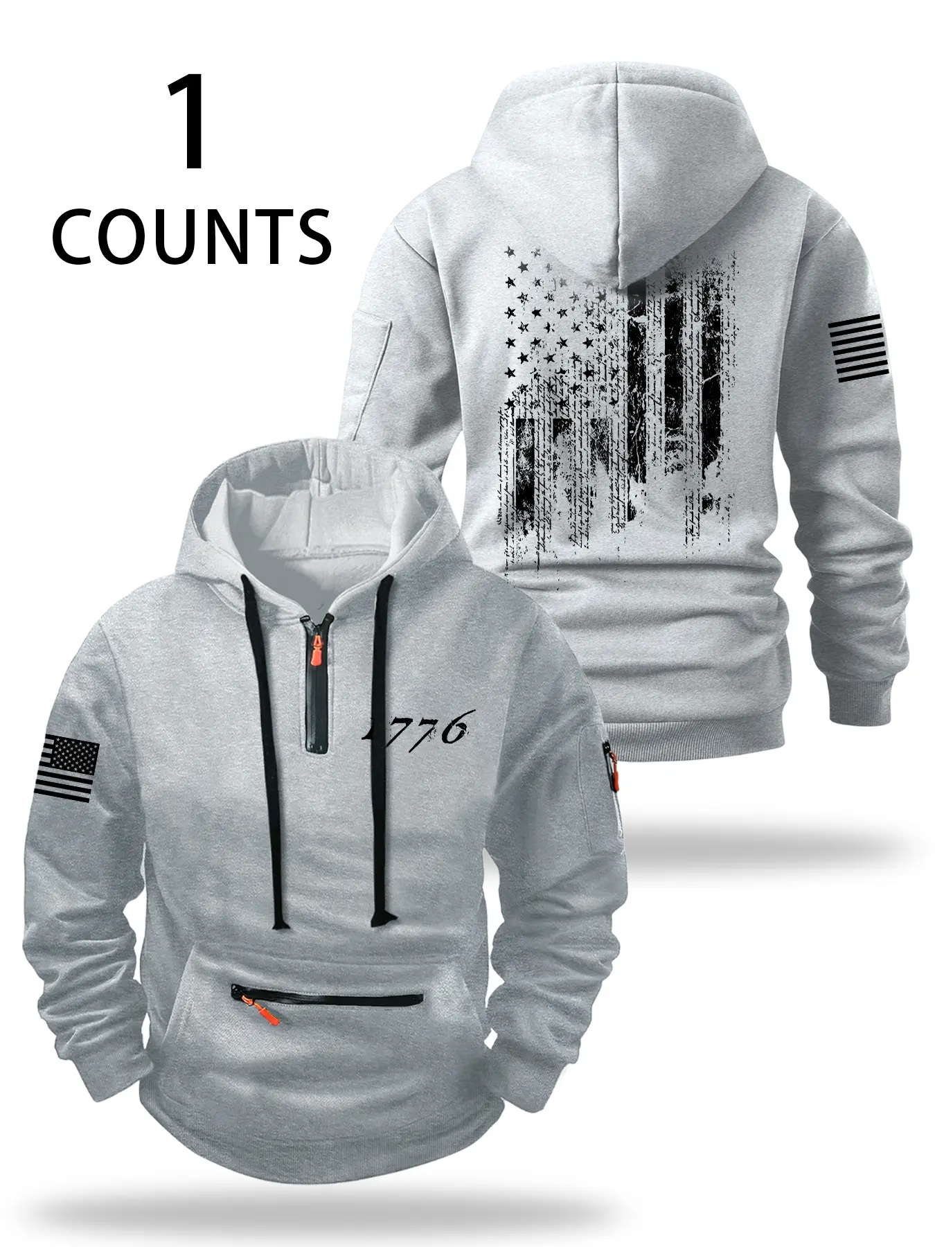 Autumn Winter Thick Zipper Long Sleeve Hoodie, Classic Casual Loose-Fit Design, Fashionable Pocket Detail, Comfortable Outdoor Wear for Men & Women, Menswear Sweatshirts