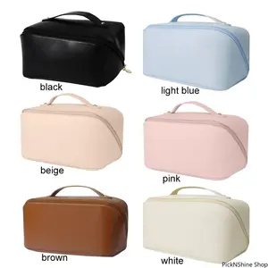 2026 New Large Space Flat Open Design Makeup Bags, Portable Cosmetic Bags & Toiletry Organizer Bags With Large Capacity