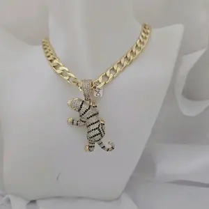 Gold Plated Panther Pendant 042 Necklace 249 for Men and Women