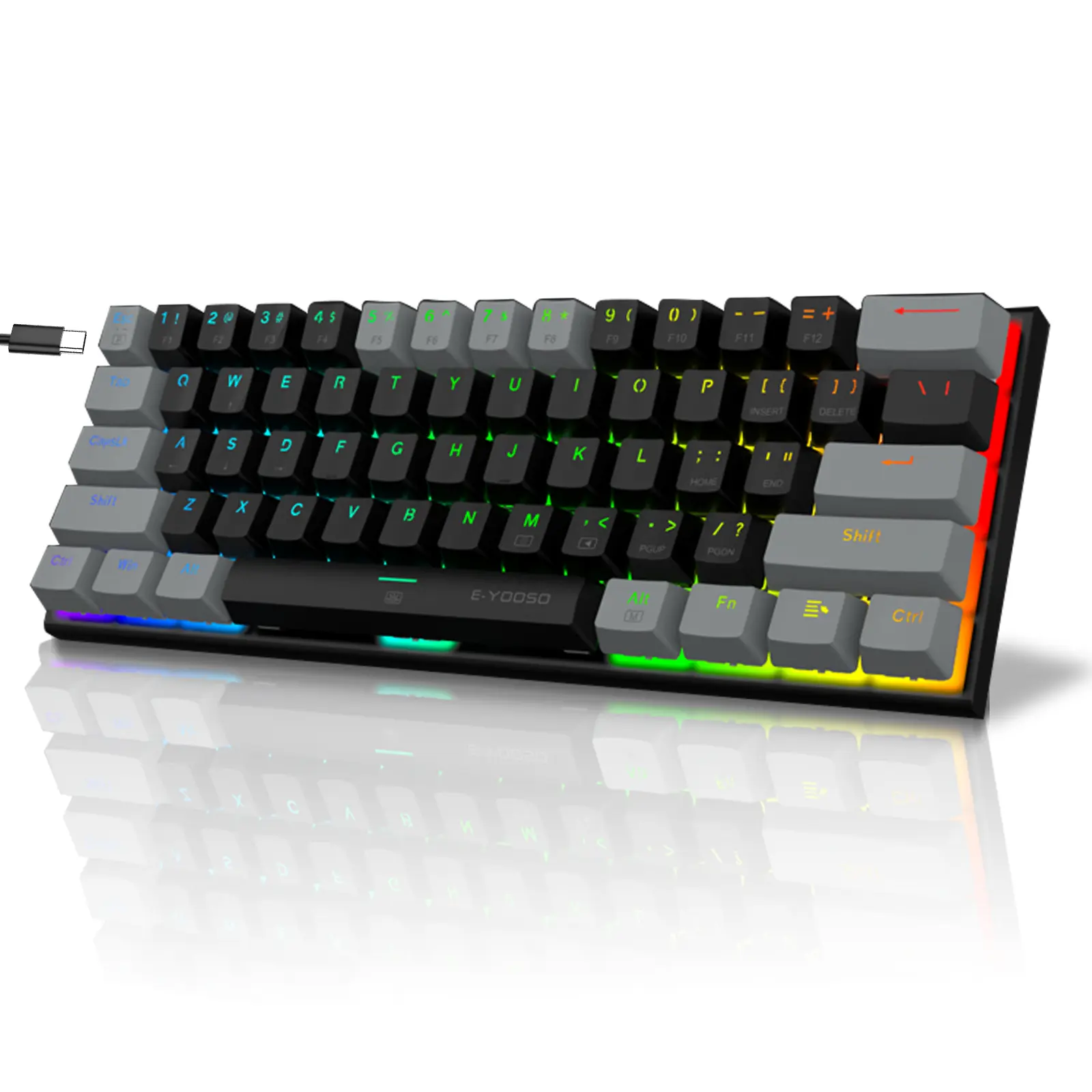Z-11 60% Compact Wired Mechanical Gaming Keyboard with RGB Lights, Wired Input, Blue Switches, CNC Aluminum Alloy Case, PBT Keycaps, USB-C, 61 Keys for PC/Mac
