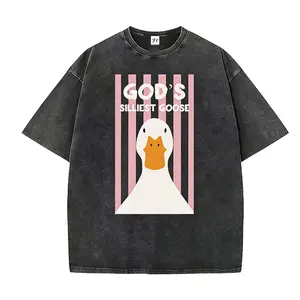 God's Silliest Goose Retro Washed Christian T-Shirt, Funny Duck Graphic Faith Tee