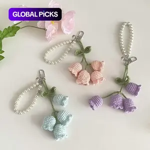 Crochet Lily Of The Valley Flower String Handmade Keychain, 1 Count Boho Style Hanging Pendant for Home Room Deocr, Perfect Birthday Gift, Party Favor #GLOBAL PICKS
