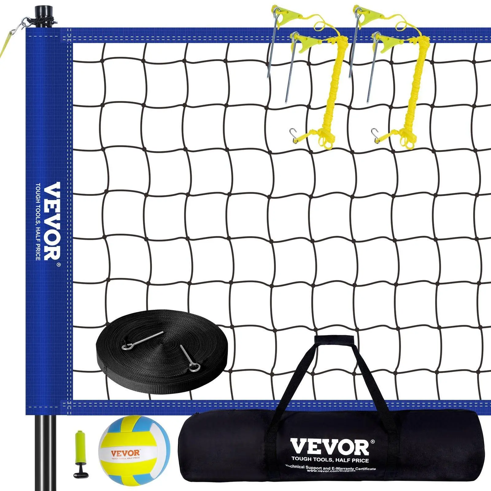 【SummerFinds】VEVOR Outdoor Portable Volleyball Net System,  , Adjustable Height Steel Poles, Professional Volleyball Set with PVC Volleyball, Pump, Carrying Bag, Heavy Duty Volleyball Net for Backyard, Beach, Lawn