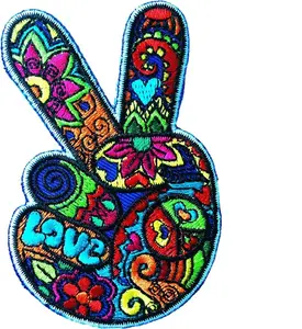 Patches - ️Peace and Love Hand Fingers Patch Iron On/Sew On - Peace Sign Patch for Jacket, Jeans, Quilt, Tote Bag