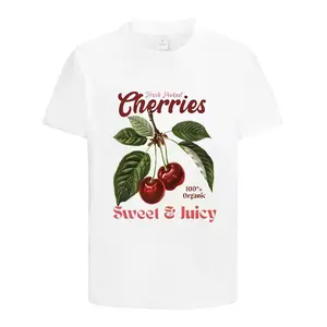 Retro Cherries T-Shirt Women Men Cherry T-Shirts Cotton Y2k Style T Shirt Summer Short Sleeve Round Neck Tees Mens Clothing