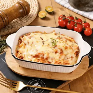 Small Ceramic Baking Dishes Set of 2/3/4, Rectangular Casserole Dishes with Handles, Porcelain Bakeware, Oven & Microwave Safe