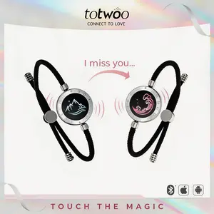 TOTWOO Long Distance Touch Couple Bracelets - Fashion Smart Jewelry for Women, Light-Up & Vibration Features, 1-to-1 Bluetooth App Pairing, Romantic Gift for Girlfriend