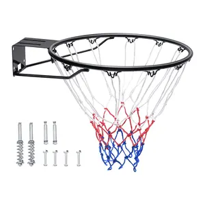 VEVOR Basketball Rim, TikTokShopBlackFriday, Wall Door Mounted Basketball Hoop, Heavy Duty Q235 Basketball Flex Rim Goal Replacement with Net and Double Spring, Standard 18" Indoor Outdoor Hanging Hoop for Adults