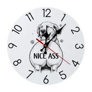 1pc 10/12 Inch DIY Funny Pet Wall Clock, Dog Themed Novelty Clock, Unique Interactive Gag Gift for Dog Owners Friends Family