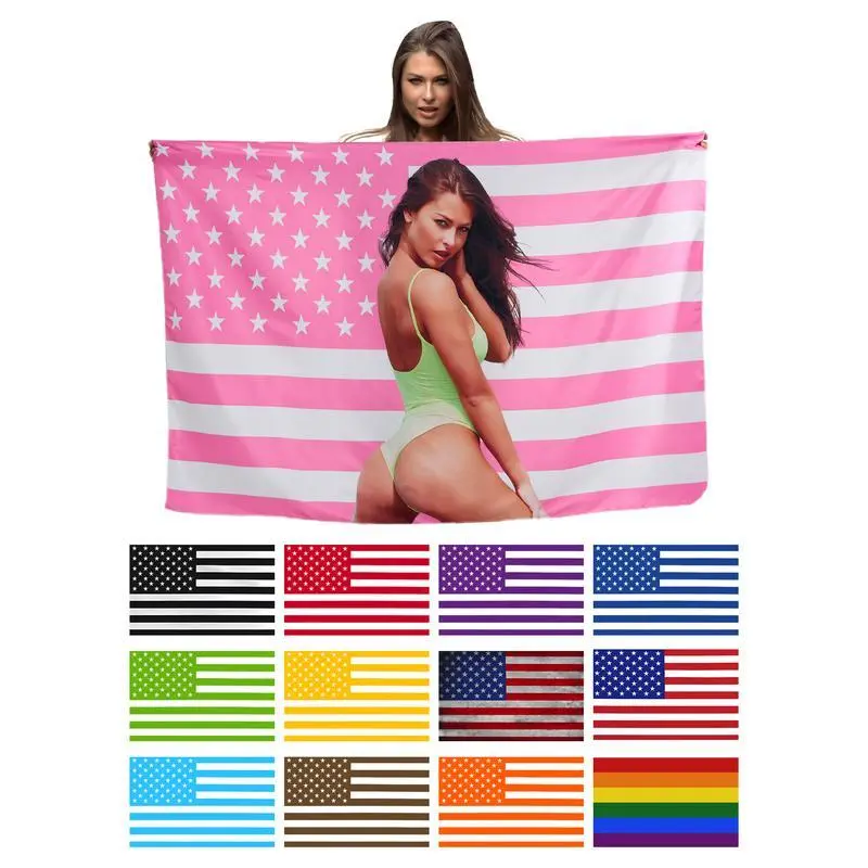 Custom Pink America Flag Tapestry, Personalized Flags Design Your Image,  Funny Tapestry Poster, for Decorating, Clubs, Concerts, Bars, University Dormitories, Living Rooms, Bedrooms, Customized Gifts, Size(inch):30X40, 40X60, 50X60, 60X80, summerwins