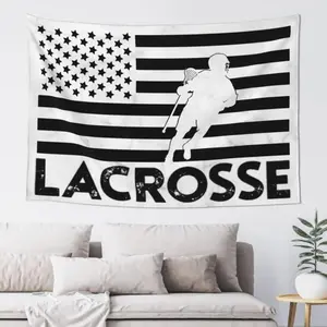Tapestry  Lacrosse American Flag Funny Gifts, Gifts Tapestry Wall Hanging for Bedroom Living Room Dorm Home Decor. Multiple sizes are available for selection. Decoration