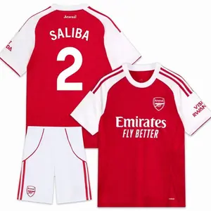 William Saliba 2 25/26 Arsenal Home Full Set Soccer Kit, Premium Fabric Match Style Set T