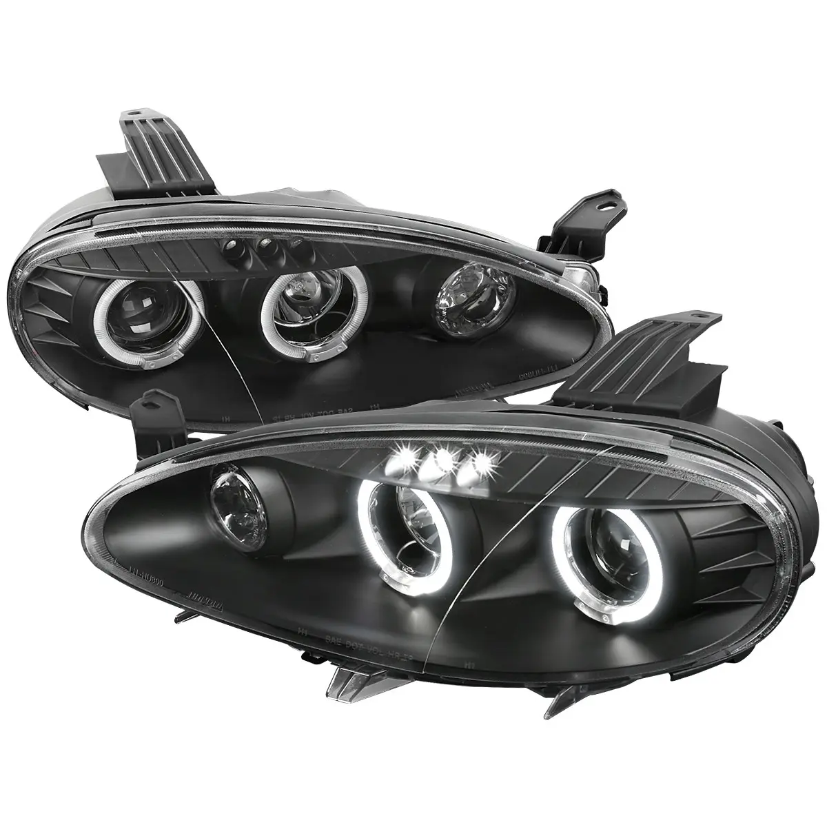 2001-2005 Miata MX-5 Dual Halo Projector Headlight Assemblies (Matte Black Housing/Clear Lens)