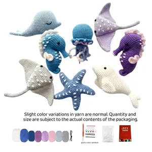 8Pcs Animal Crochet Kit for Beginners, Beginner Crochet Kit for Adults with Step-by-Step Text Tutorials, Octopus Dolphin Fish DIY Crafts for Adults, Birthday Festival Gifts, Cute Funny Modern Home Decorative Ornaments, Crochet Items